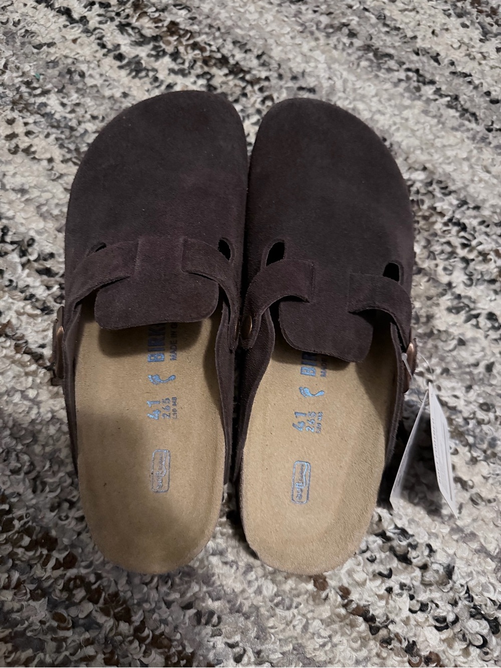 Birkenstock Brown Suede Slip-On Clogs